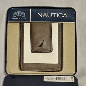 Nautica Brown Leather Front Pocket Wallet